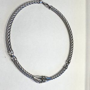 Vintage Italy 925 Sterling Silver Triple X Station Cable Choker Necklace